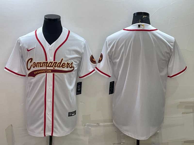 Men%27s Washington Commanders Blank White With Patch Cool Base Stitched Baseball Jersey->customized nhl jersey->Custom Jersey
